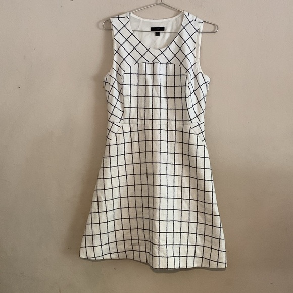 J.Crew A-line Plaid Dress White Size 8P - Picture 2 of 8